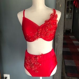 Red and Black 2 piece dance costume.